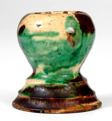 Multi-Glazed Redware Egg Cup, attributed to S. Bell & Sons or J. Eberly & Co., Strasburg, VA, circa 1890