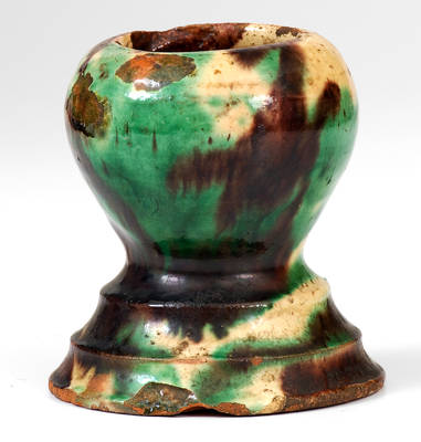 Multi-Glazed Redware Egg Cup, attributed to S. Bell & Sons or J. Eberly & Co., Strasburg, VA, circa 1890