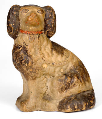 Cold-Painted Stoneware Figure of a Spaniel, American, circa 1875