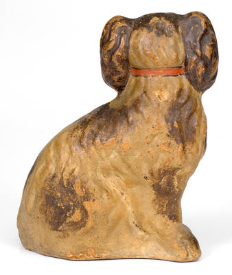 Cold-Painted Stoneware Figure of a Spaniel, American, circa 1875