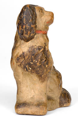 Cold-Painted Stoneware Figure of a Spaniel, American, circa 1875