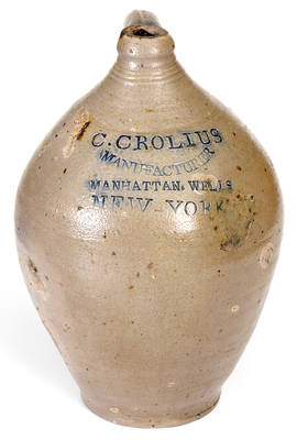 C. CROLIUS / MANUFACTURER / MANHATTAN WELLS / NEW-YORK Stoneware Jug