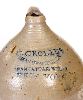 C. CROLIUS / MANUFACTURER / MANHATTAN WELLS / NEW-YORK Stoneware Jug
