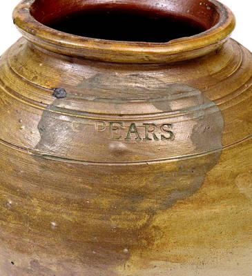Attrib. Clarkson Crolius (New York City) Stoneware "PEARS" Jar