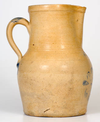 F.H. COWDEN / HARRISBURG Cobalt-Stenciled Stoneware Pitcher