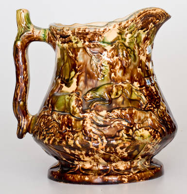 South Amboy, New Jersey Presentation Rockingham Pottery Pitcher (Frog on Interior)