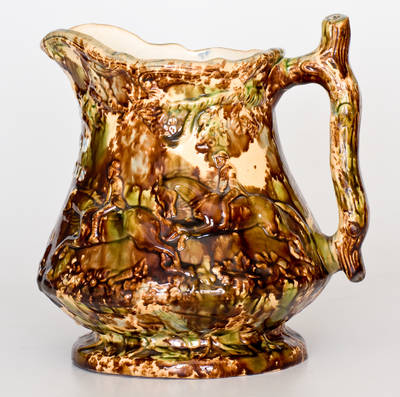 South Amboy, New Jersey Presentation Rockingham Pottery Pitcher (Frog on Interior)