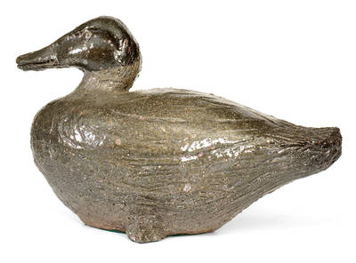 Glazed Sewer Tile Duck Doorstop, Midwestern origin, early 20th century