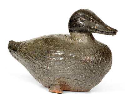 Glazed Sewer Tile Duck Doorstop, Midwestern origin, early 20th century