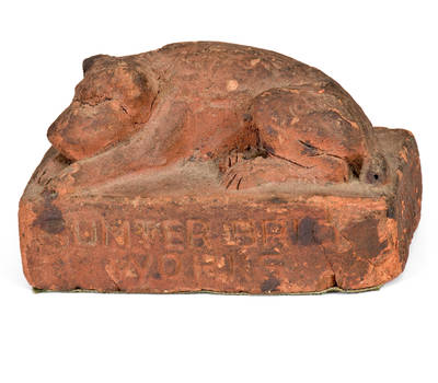 Rare Southern Sewer Tile Dog Paperweight, SUMTER BRICK WORKS, South Carolina origin