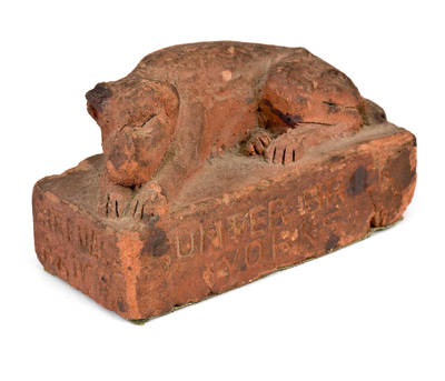 Rare Southern Sewer Tile Dog Paperweight, SUMTER BRICK WORKS, South Carolina origin