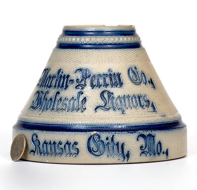 Unusual White's Utica Stoneware Matchsafe w/ Kansas City Advertising