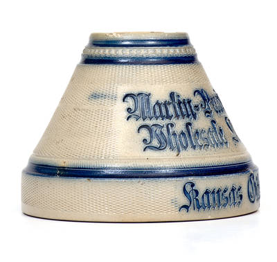 Unusual White's Utica Stoneware Matchsafe w/ Kansas City Advertising