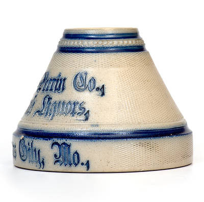 Unusual White's Utica Stoneware Matchsafe w/ Kansas City Advertising