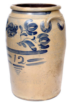 Exceptional Greensboro, PA 12 Gal. Stoneware Jar with Applied Rose Design