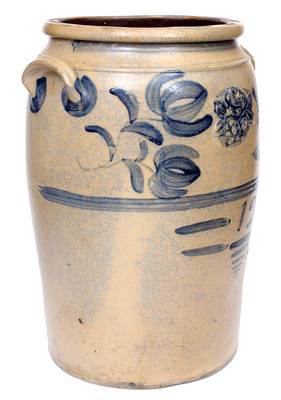 Exceptional Greensboro, PA 12 Gal. Stoneware Jar with Applied Rose Design