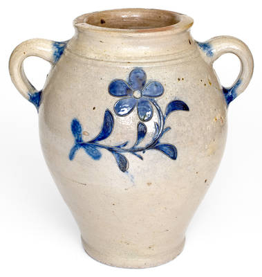 Extremely Fine and Rare Early Manhattan Stoneware Jar w/ Incised Decoration