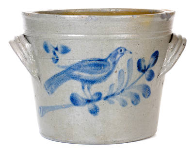 Extremely Rare attrib. J. H. Miller / Brandenburg, KY Stoneware Pan w/ Large Bird Decoration