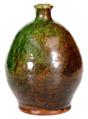 Exceptional Green-Glazed New England Redware Jug (Maine origin)