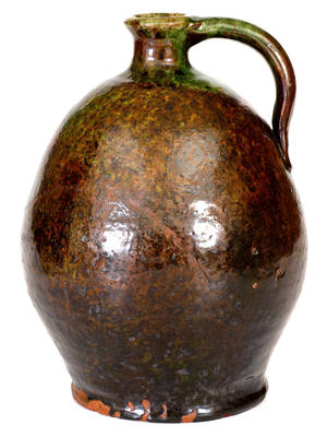 Exceptional Green-Glazed New England Redware Jug (Maine origin)