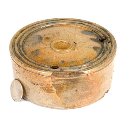 Decorated Stoneware Inkwell, attrib. Nathan Clark, Athens, New York, c1830