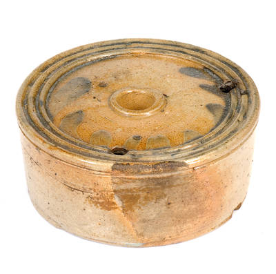 Decorated Stoneware Inkwell, attrib. Nathan Clark, Athens, New York, c1830