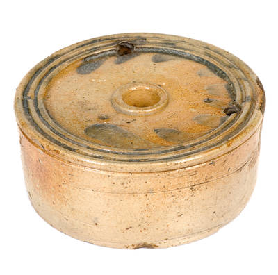 Decorated Stoneware Inkwell, attrib. Nathan Clark, Athens, New York, c1830