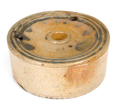 Decorated Stoneware Inkwell, attrib. Nathan Clark, Athens, New York, c1830