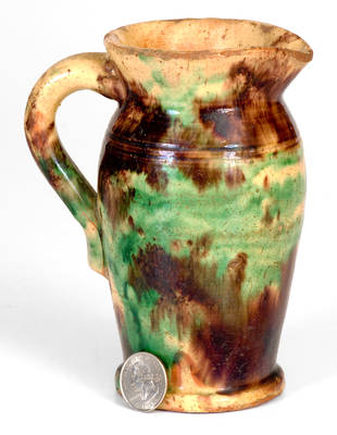 Strasburg, VA Multi-Glazed Redware Cream Pitcher, circa 1890