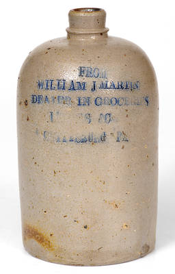 Very Rare GETTYSBURG, PA Stoneware Advertising Jug, made in Baltimore