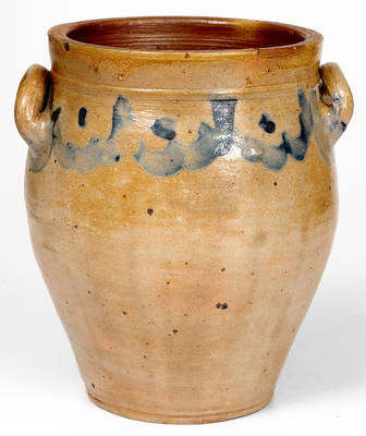Fine Small-Sized C. CROLIUS / Manhattan Stoneware Jar w/ Brushed Cobalt Decoration