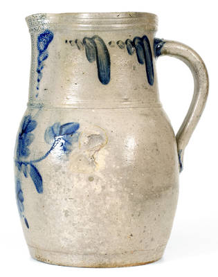 Western PA Stoneware Pitcher with Floral Decoration