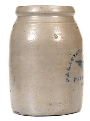 PALATINE POTTERY CO. / PALATINE, W. VA Stoneware Canning Jar w/ Stenciled Pears Design