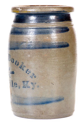 Samuel Booker / Louisville, KY Stoneware Canning Jar with Stenciled Advertising