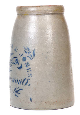 Hamilton & Jones / Greensboro, PA Stoneware Canning Jar w/ Stenciled Bird Decoration