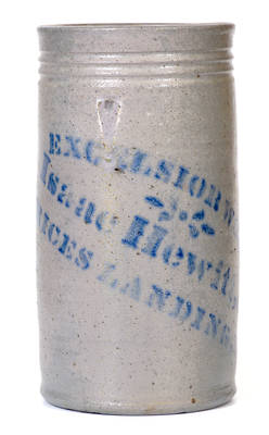 Large EXCELSIOR WORKS / Isaac Hewitt, Jr. / RICES LANDING, PA Stoneware Canning Jar