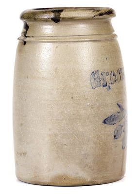 Greensboro, PA Stoneware Canning Jar w/ Stenciled Cherries Decoration