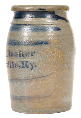 Samuel Booker / Louisville, KY Stoneware Canning Jar with Stenciled Advertising