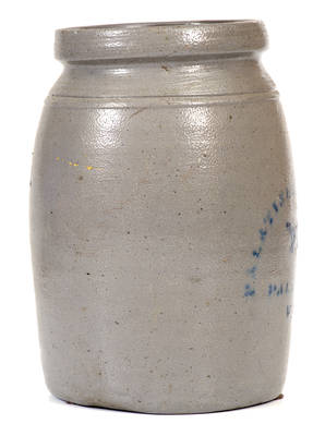 Palatine Pottery Co./ Palatine, W. VA Stoneware Canning Jar w/ Stenciled Dog Motif