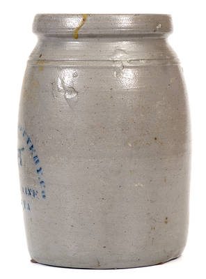 Palatine Pottery Co./ Palatine, W. VA Stoneware Canning Jar w/ Stenciled Dog Motif