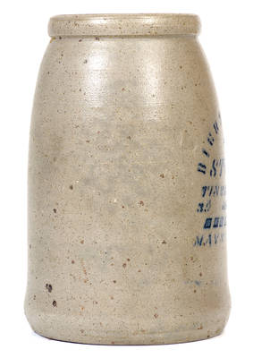Scarce Large-Sized MAYSVILLE, KY Stoneware Canning Jar w/ Profuse Advertising