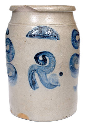 N. COOPER & POWER / MAYSVILLE, KY Stoneware Jar with Bold Cobalt Decoration