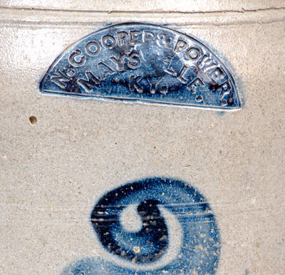 N. COOPER & POWER / MAYSVILLE, KY Stoneware Jar with Bold Cobalt Decoration