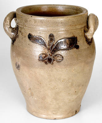 New York City Stoneware Jar w/ Incised / Manganese Decoration, c1800
