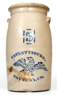 Rare CATLETTSBURG POTTERY CO. (Kentucky) Stoneware Eagle Churn