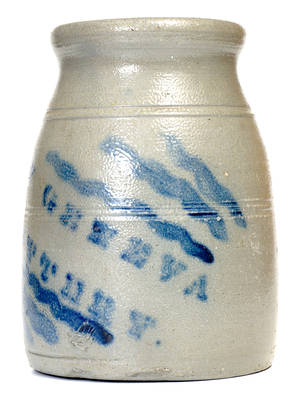 NEW GENEVA POTTERY Stoneware Canning Jar w/ Striped Decoration