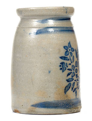 Western PA Stoneware Canning Jar w/ Fine Stenciled Floral Decoration