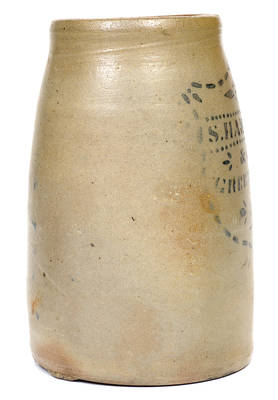 JAS. HAMILTON & CO. / GREENSBORO, PA Stoneware Canning Jar w/ Shield Decoration