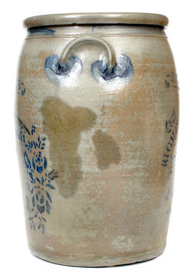 Rare RICHEY & HAMILTON / PALATINE, W. VA 6 Gal. Stoneware Jar with Two-Sided Stenciling