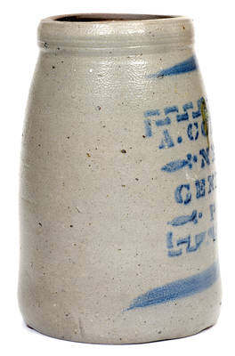 Unusual A. CONRAD / NEW GENEVA, PA Stoneware Jar with Stenciled Design